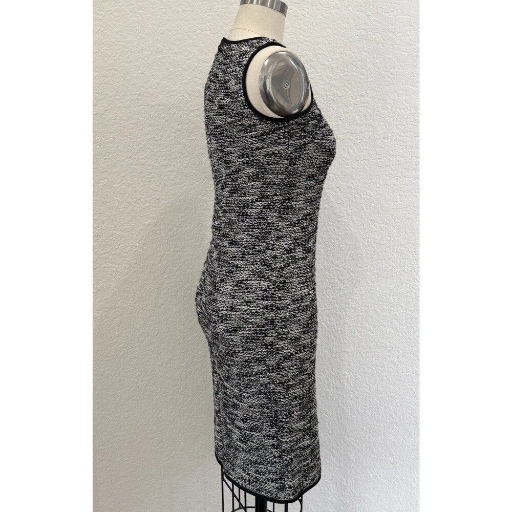 St. John Women's Sz 2 Tweed sheath Knit Dress Black silk trim Back zip ECU lux - Picture 4 of 16